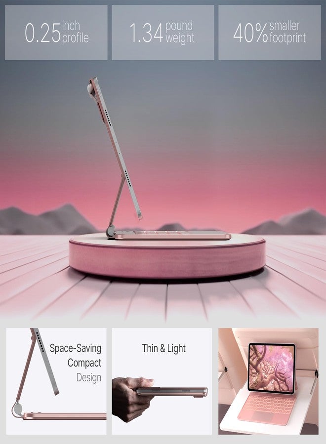 typecase غطاء لوحة مفاتيح Typecase Edge لأجهزة iPad Air مقاس 11 بوصة (M3/M2، 2025/2024)، وiPad Pro مقاس 11 بوصة (الجيل الرابع/الثالث/الثاني/الأول)، وiPad Air مقاس 10.9 بوصة (الجيل الخامس/الرابع)، لوحة لمس متعددة اللمس، إضاءة خلفية بـ 11 لونًا، لون وردي فاتح - Image 5